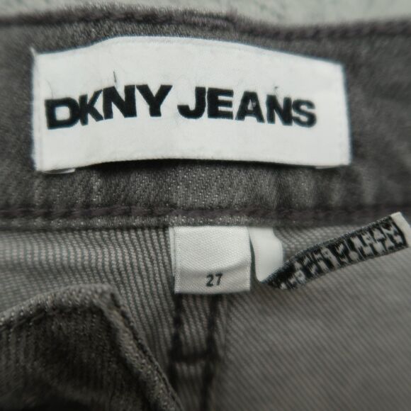 DKNY Jeans Women's Size 27 Gray High-Rise Wide-Leg Denim 31" Inseam Embellished - Picture 10 of 16